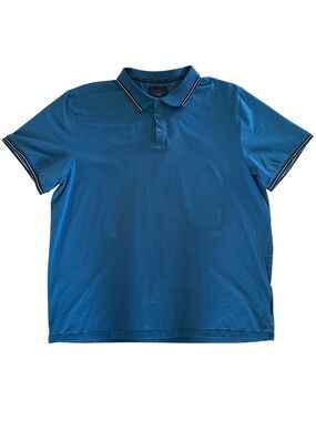 Marc Asher Men's Contrast-Trim Blue Polo Shirt XL